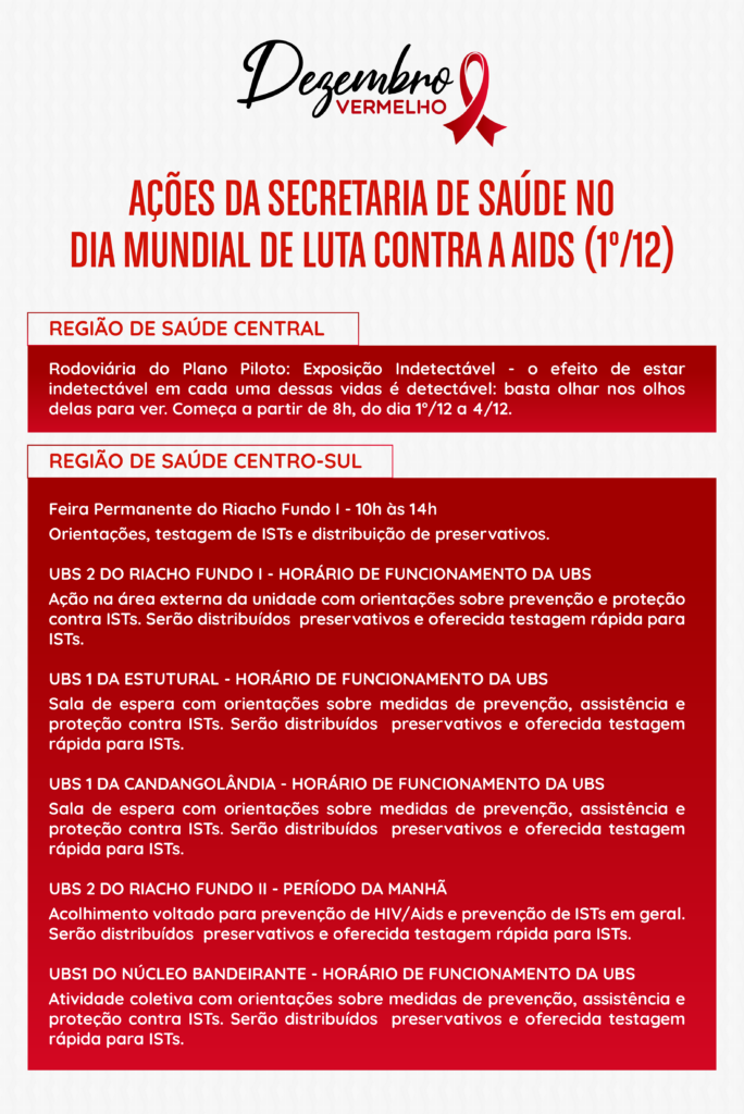 Saúde fará várias ações no DF nesta terça (1º/12)